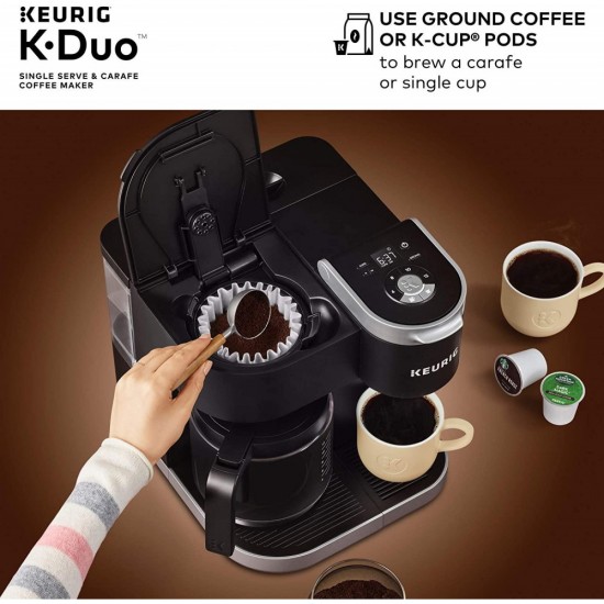 Keurig K-Duo Coffee Maker, Single Serve and 12-Cup Carafe Drip Coffee Brewer, Compatible with K-Cup Pods and Ground Coffee, Black