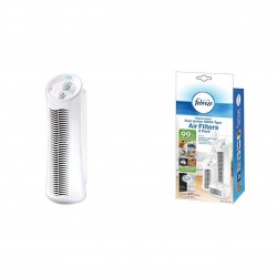 Febreze FHT190W HEPA-Type Tower Air Purifier with Febreze Replacement Dual Action Filter 2-Pack FRF102B With Odor Reducing Carbon Pre-Filter