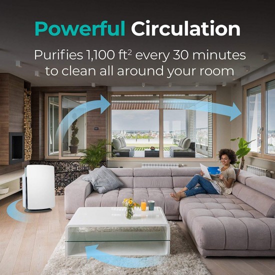Alen BreatheSmart Classic Large Room Air Purifier, 1100 sqft. Big Coverage Area, True HEPA Filter for Allergies, Pollen, Dust, Dander and Fur in White