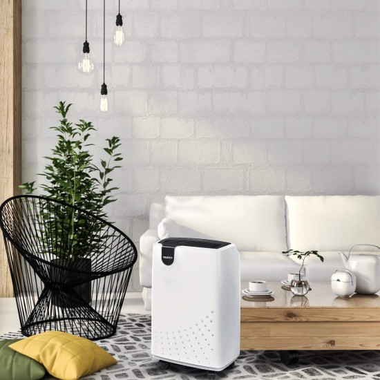 yaufey 30 Pint Home Dehumidifier for Medium to Large Rooms and Basements with 4 - Pint Water Bucket Continuous Drain Hose Outlet and Intelligent Humidity Control for Space up to 1500 Sq. Ft