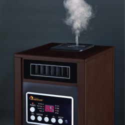 Dr Infrared Heater, 1500W, Advanced Humidifier and Oscillation Fan and Remote Control, Walnut DR998, Dual Heating System