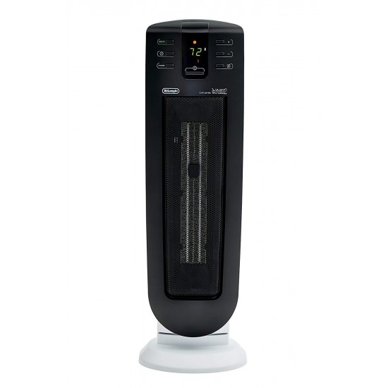 De'Longhi Ceramic Tower Heater, Quiet 1500W, Digital Adjustable Thermostat, 3 Heat Settings, Timer, Remote Control, ECO Energy Saving Mode, Safety Features, 24