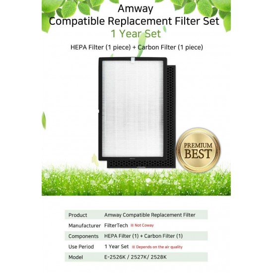 Amway E-2526K/E-2527K/E-2528K Air Purifier Filter Replacement 1 Year Set