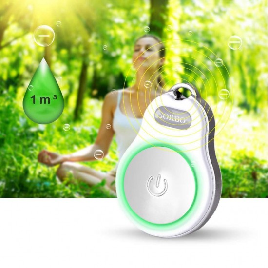 Air purifier,  wearable portable rechargeable anion air purifier ion generator (White)
