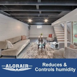 AlorAir Basement/Crawl Space Dehumidifiers Removal 120 PPD (Saturation) 55 PPD (AHAM), 5 Years Warranty, HGV Defrosting, cETL, Epoxy Coating, up to 1,300 Sq. Ft, Remote Control (optional)