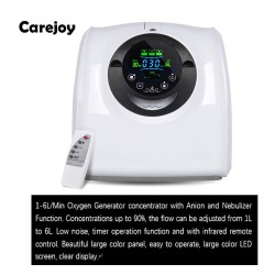 Carejoy Portable 1-6L/Min O-x-y-g-e-n Generator Concentrator Air Purifier Machine with Anion and N-EB-ulizer Function 110V for Home and Travel, DHL Delivery