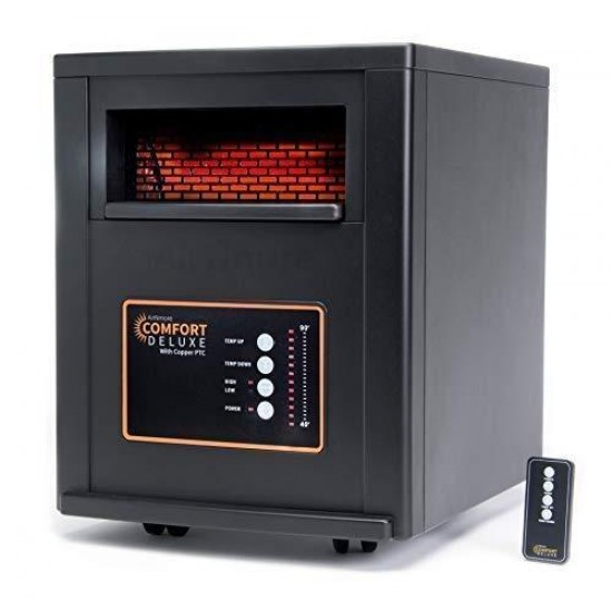 AirNmore Comfort Deluxe with Copper PTC, Infrared Space Heater with Remote, 1500 Watt, ETL Listed
