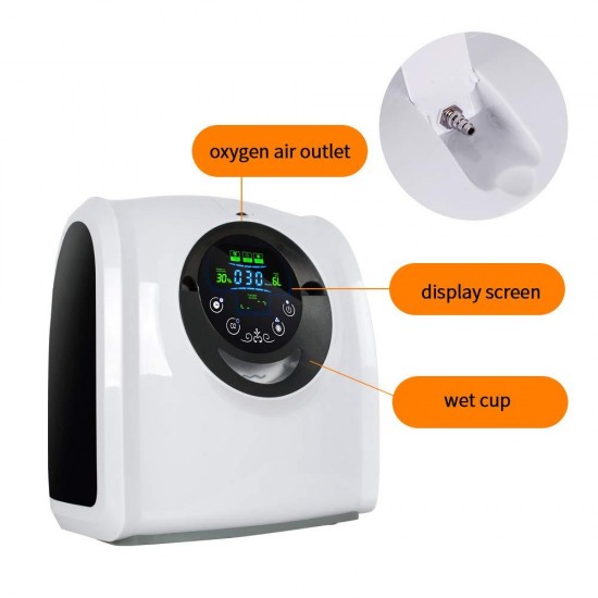 1-6L/Min Portable Oxy-gen Gene-rator O2 Concen-trator Air Purifier Machine with an-ion and Ne-bulizer Function 110V for Home and Travel