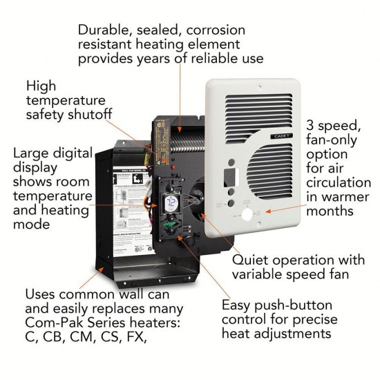Cadet CEC163TW Energy Plus Wall Heater