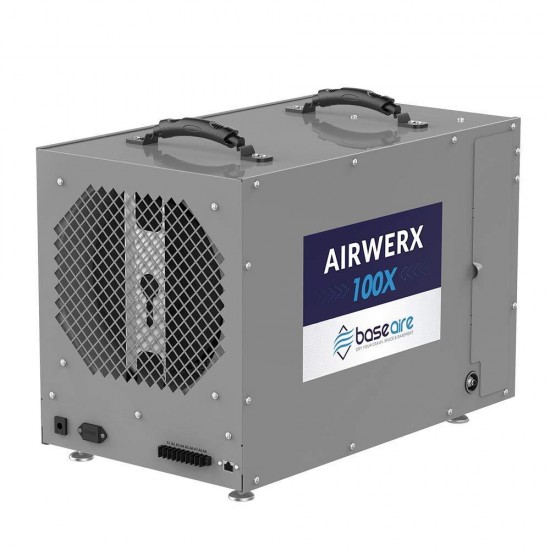 BaseAire AirWerx100X Whole House Dehumidifier, Removal 100 Pints at AHAM, 15.7 Gallons, 5 Years Warranty, cETL Listed, Remote Control, Crawl Space & Basement Dehumidifier with a Pump, Gray