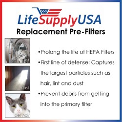 LifeSupplyUSA Filter Compatible with Austin Air HM-200 HM200 Air Purifier Filter Compatible with HealthMate, HealthMate Jr with Prefilter -