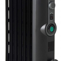 DeLonghi Oil-Filled Radiator Space Heater, Quiet 1500W, Adjustable Thermostat, 3 Heat Settings, Energy Saving, Safety Features, Nice for Home with Pets/Kids, Black, Comfort Temp KH390715CB