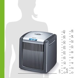 Beurer Air Cleaner and Air Humidifier, Air Purifier with Easy Washable Filter for Clean Air, LCD Display, LW110