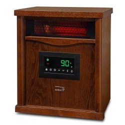 Ivation Portable Electric Space Heater, 1500-Watt 6-Element Infrared Quartz Mini Heater With Digital Thermostat, Remote Control, Timer & Filter, Cherry Oak,