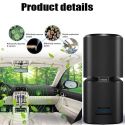 EEEXY Water Cup Car Air Purifier Aluminum Alloy Car Air Purifier USB Charging Car Smart Negative Ion Air Purifier, Black