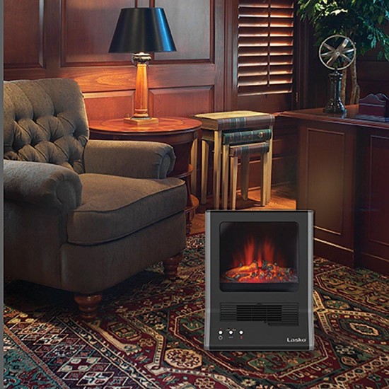 Lasko CA20100 Ultra Ceramic Fireplace Heater, Black