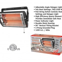 Comfort Zone CZQTV5M Ceiling Mounted Radiant Quartz Heater with gen Light Included - 2pk