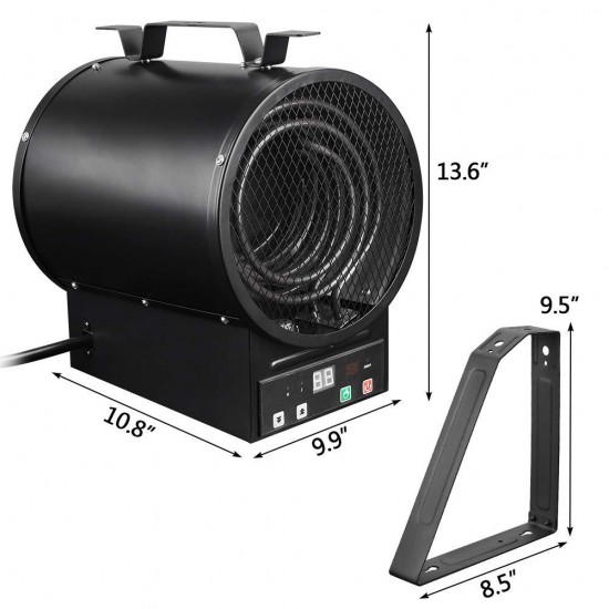 DAHTEC Electric Space Forced Air Heater with Thermostat Remote Control Mounting Bracket 240V 4800W,17000BTULarge