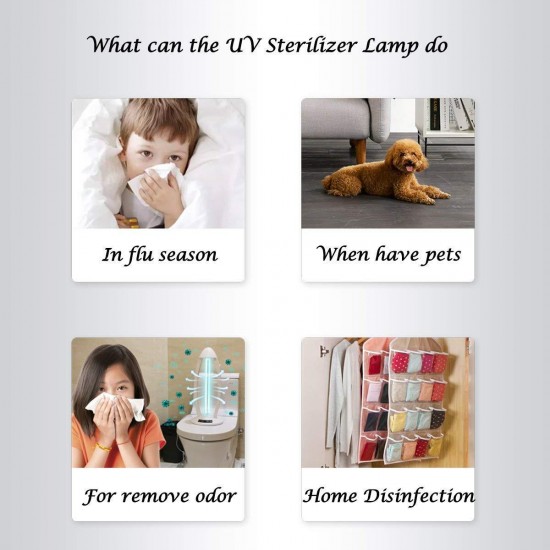 Air Sterilizer Lamp, UV Sterilizer, Light Germicidal Light Kill Mold Bacteria Germs 38W for Home Air Disinfection 110V Air Purifier Anti Flu