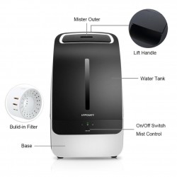 URPOWER MH501 Humidifier, 5L Large Capacity Whisper-Quiet Operation Cool Mist Ultrasonic Humidifier Waterless Auto Shut-Off with Adjustable Mist Mode for Home Bedroom Babyroom Office