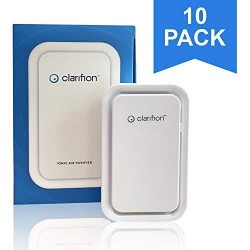 Clarifion - Negative Ion Generator with Highest Output (10 Pack) Filterless Mobile Ionizer & Travel Air Purifier, Plug in, Eliminates: Pollutants, Allergens, Germs, Smoke, Bacteria, Pet Dander & More