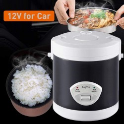 [Removable Pot] 12v rice cooker for car 1.6L, AngVin Electric Lunch Box, Travel Rice Cooker Small, Removable Non-stick Pot, Cooking, Heating, Keeping warm,for Cooking Soup, Rice, Stews, Grains & Oatmeal (Black)