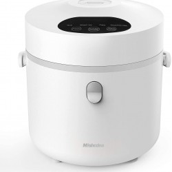 Mishcdea Small Rice Cooker, Personal Size Cooker, Multi Food Steamer, 24 Hours Preset，Portable Rice Cooker 3 Cups (Uncooked), White