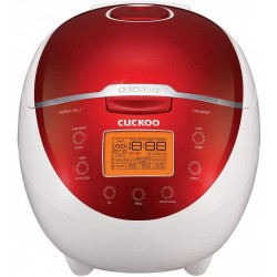 Cuckoo CR-0655F Rice Cooker & Warmer, 6 Cups, LCD-Display 11-Menu Options, Turbo, Mixed, and Brown/GABA, Porridge, Steam MultiCook, My Mode, 16-Various Cooking Methods, Small, Red/White