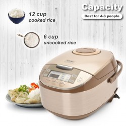 Aroma Housewares ARC-6106 Aroma Professional 6 Cups Uncooked Rice, Slow Cooker, Food Steamer, MultiCooker, Champagne