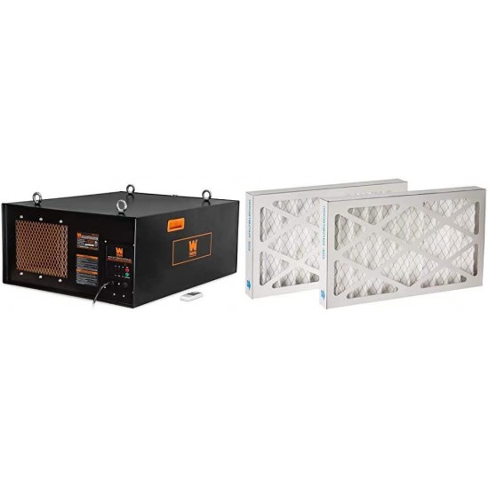 WEN 3417 3-Speed Remote-Controlled Industrial-Strength Air Filtration System (556/702/1044 CFM) & 90243-027-2 5-Micron Outer Air Filters, 2-Pack (for the WEN 3410 Air Filtration System)