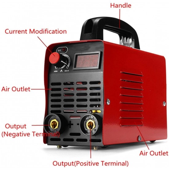 ARONG Useful Inverter Arc Welding Machine, 220v Handheld Mini MMA Welding Tool Digital 20-200a Inverter Arc Welding Machine Industrial Power Tools (Color : Red)