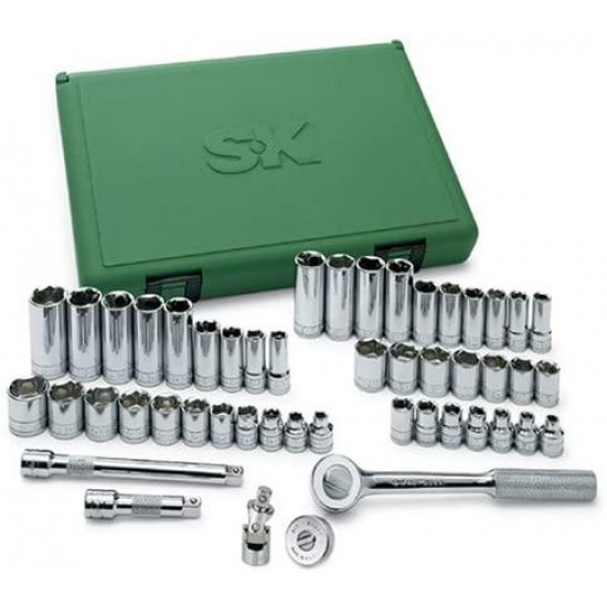 SK Professional Tools 94549 49-Piece 3/8 in. Drive 6-Point Std/Deep Metric Socket Set - Chrome Socket Set with Super Chrome Finish | Set of 49 Sockets Made in USA
