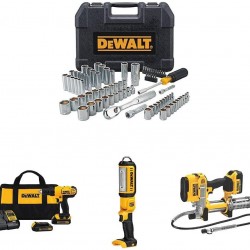 DEWALT Tool Set with Compact Drill Driver Kit, LED Area Light and Grease Gun