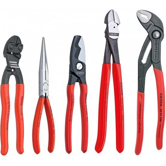 KNIPEX Tools - 5 Piece Automotive Starter Pliers Set (87 01 250, 95 11 200, 26 11 200, 74 01 250, 71 31 200) (9K0080108US)