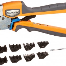 Thomas & Betts ERG4 Sta-Kon Ergonomic Crimp Tool for Installing Wire Ferrules, 26-1/0 AWG, Orange/Black Handle