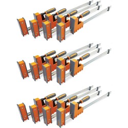 Bora 12 Piece Even Pressure Parallel Jaw Cabinet Clamp Set for Woodworking